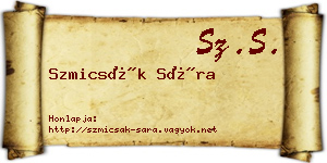 Szmicsák Sára névjegykártya